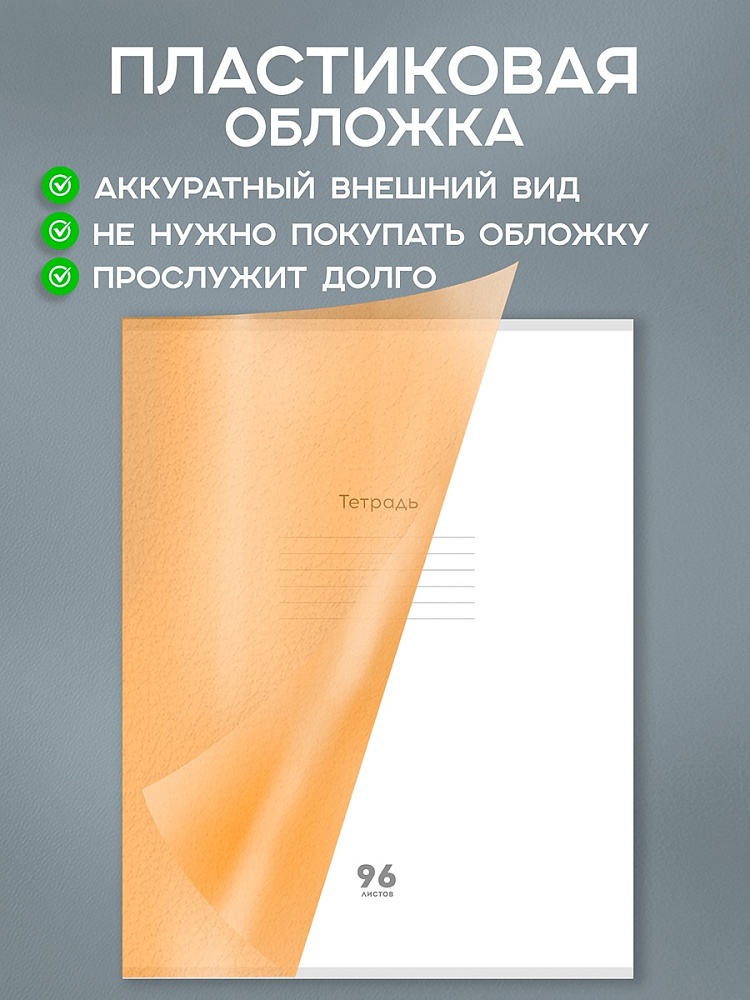 Миниатюра товара Тетрадь А4 96л Цвет.пласт.обл. Неон Orange, 3