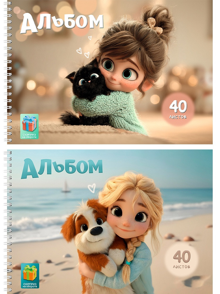 Альбом 40л гребень Любимые питомцы.