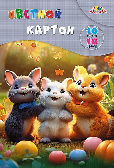 Цветной картон 10л 10цв Забавные друзья.
