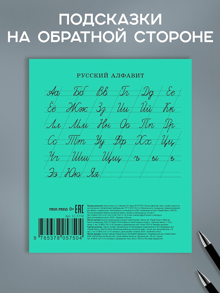 Миниатюра товара Тетрадь школьная 12л косая линия Проф 12-5750 6