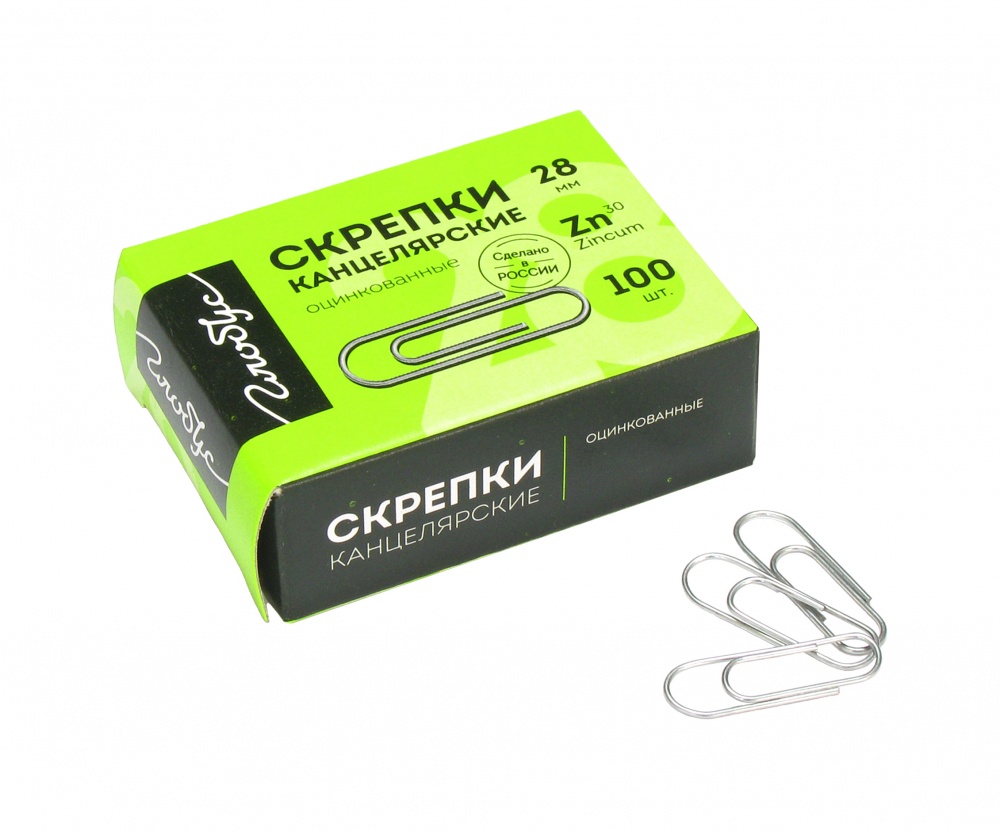 Скрепки 28мм 100шт оцинков. С28-100Ц