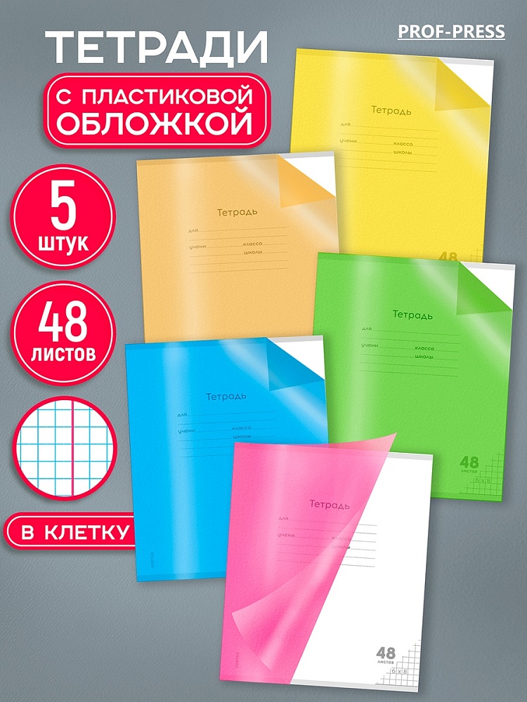 Миниатюра товара Тетрадь 48л пластик. обл. Неон. Проф. 2
