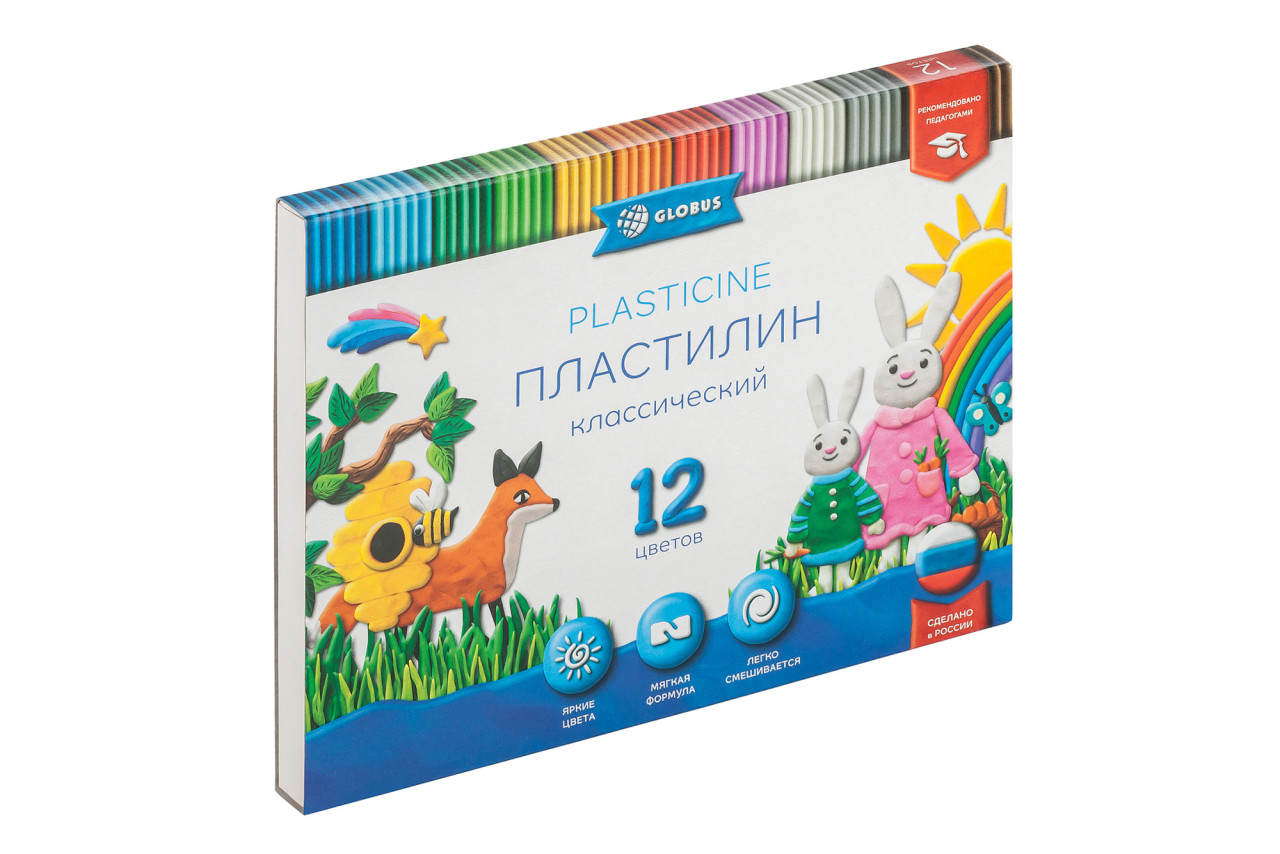 Пластилин "Классический" 12цв Глобус ПЛ12-06К