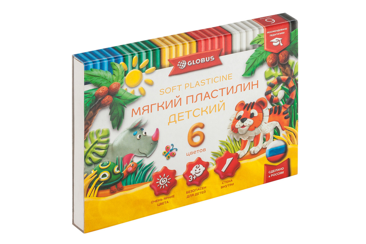 Пластилин 6цв повышенной мягкости. Глобус.