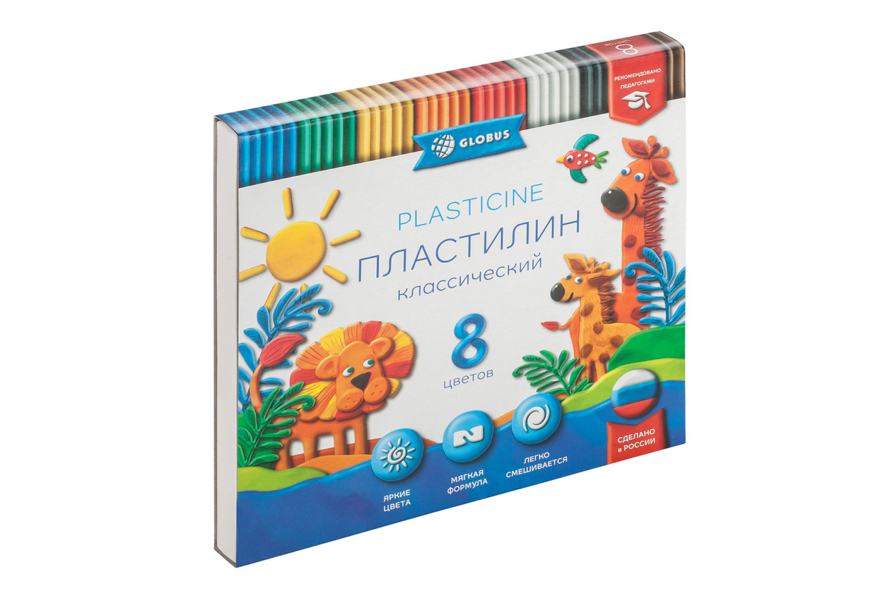 Пластилин "Классический" 8цв Глобус ПЛ8-06К