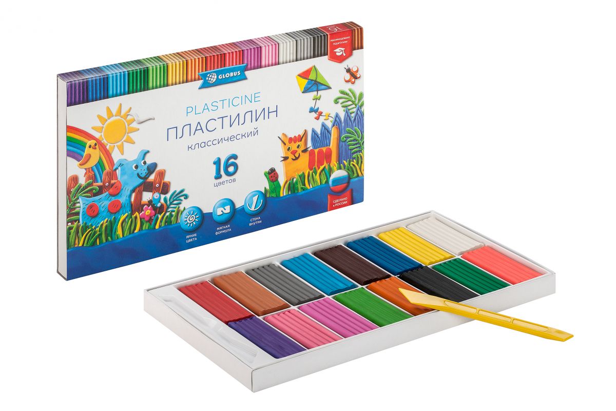 Пластилин 16цв Глобус ПЛ16-06К