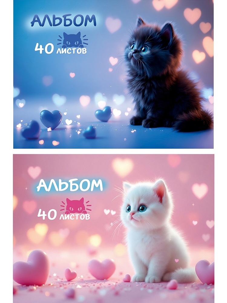 Альбом 40л гребень Милые котики-11