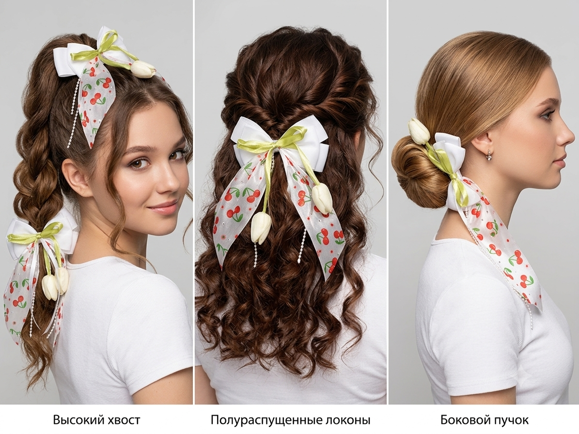 Миниатюра товара Банты для девочек Цветно+блеск+тюлбпан.К-080-9 2